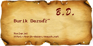 Burik Dezső névjegykártya